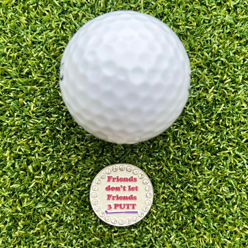 Giggle Golf Bling Golf Ball Marker with Magnetic Hat Clip â€“ Friends Donâ€™t Let Friends 3 Putt Sparkly Marker for Women Golfers â€“ Fun Golf Gift with Organza Bag & Bonus Hand Cream - Image 3